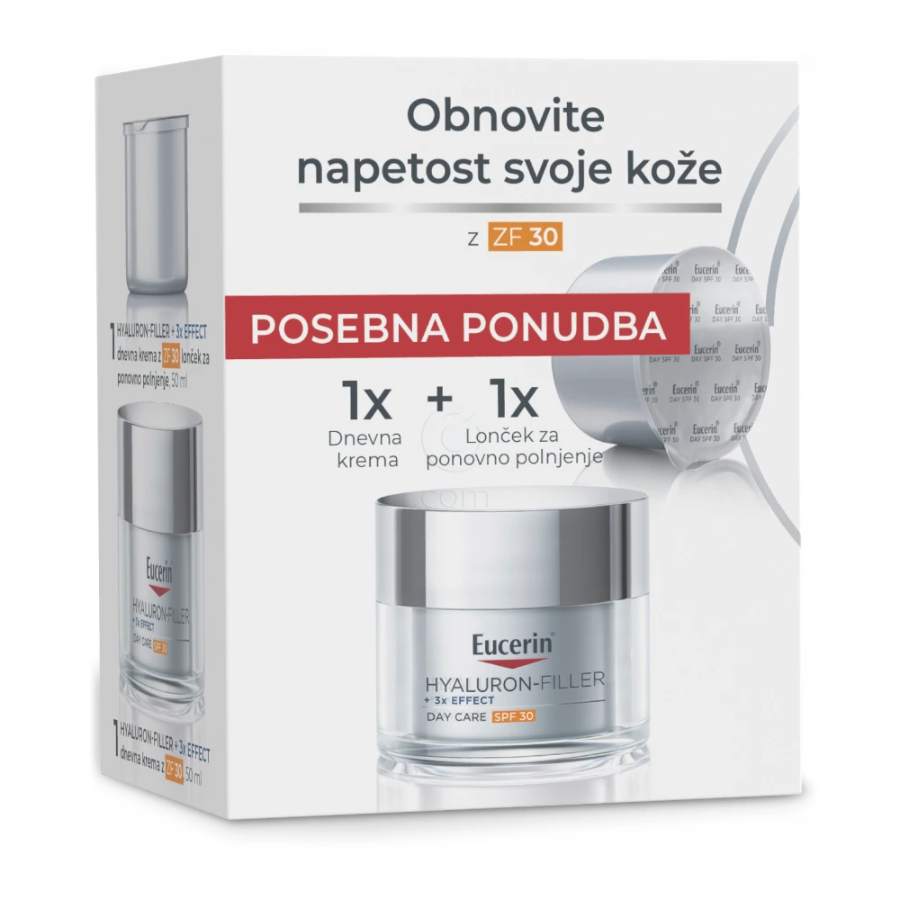 Eucerin Hyaluron-Filler, dnevna krema za vse tipe kože - ZF 30 - paket (2 x 50 ml)